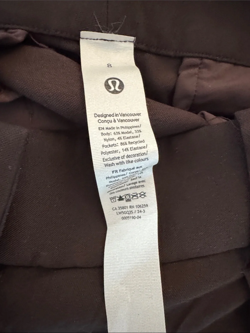 Lululemon Classic Brown Pleated Pants